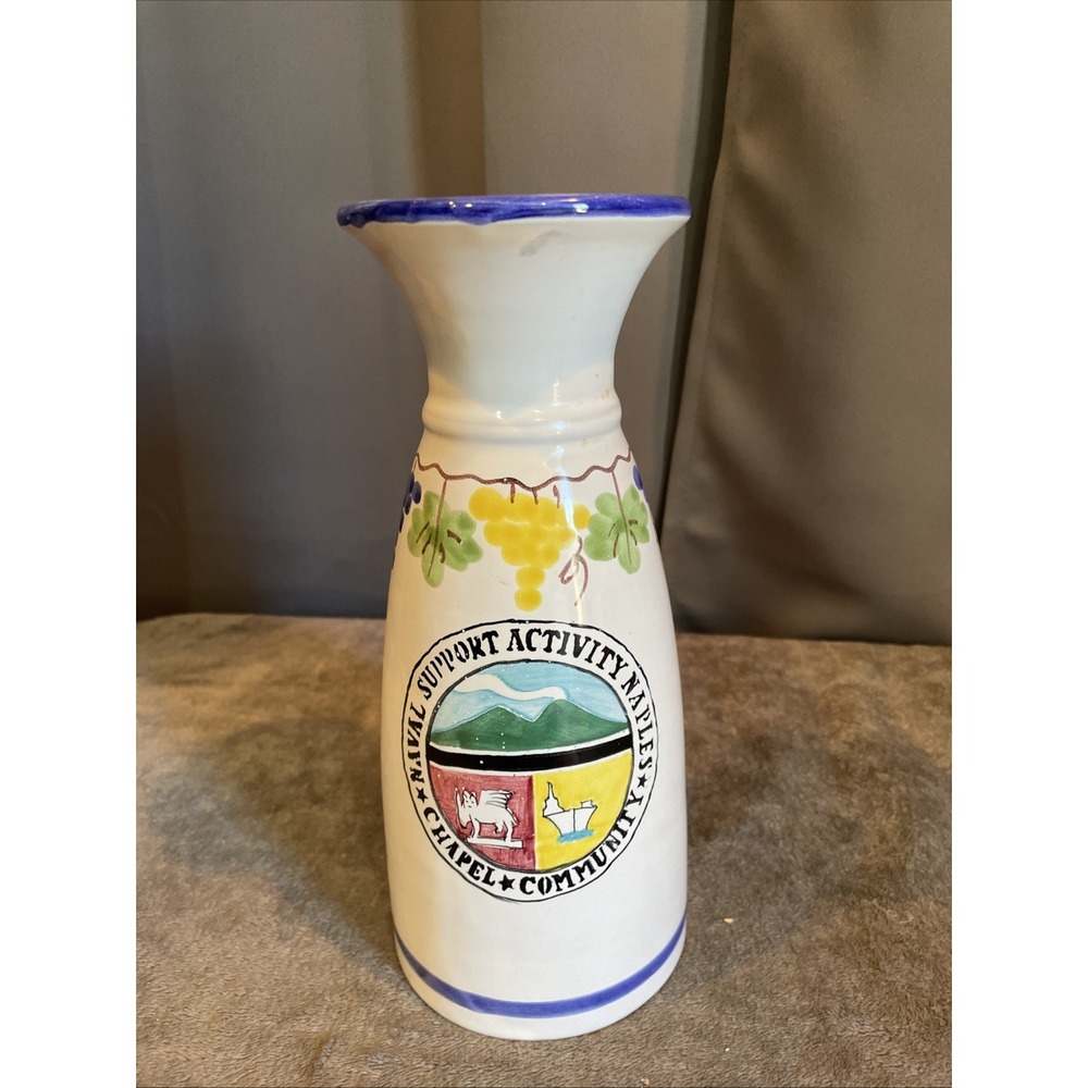 Cer. Giovanni Vietri Pottery 10" Vase Navel Support Activity Naples Chapel Comm